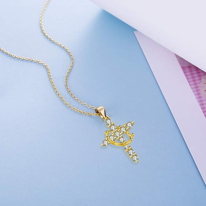 Women's Fashion Crown Cross Necklace