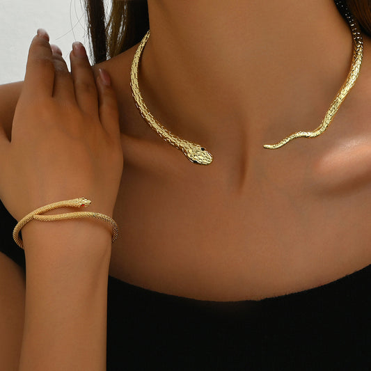 Simple Women's Necklace Bracelet Suit Personality Spirit Snake