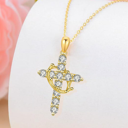 Women's Fashion Crown Cross Necklace